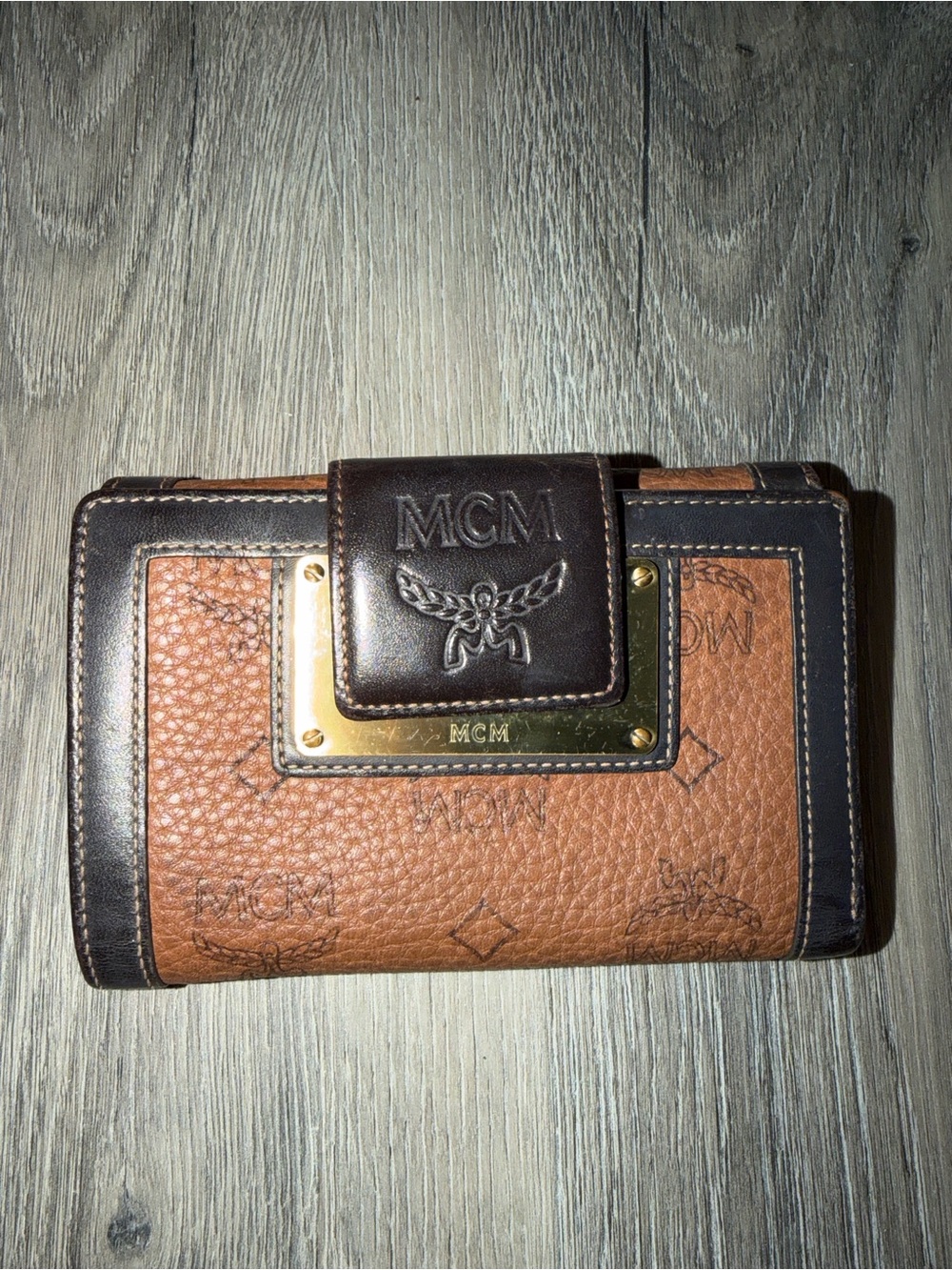 MCM Cognac Brown Leather Logo Wallet